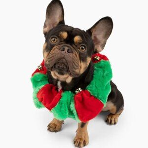 Midlee Red/Green Christmas Plush Bell Collar